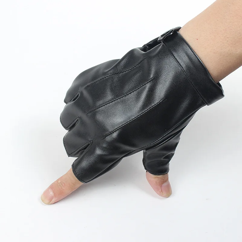 

New Half-Finger Gloves Outdoor Sports Off-Road Motorcycle Non-Slip Wear-Resistant Quality PU Imitation Leather Fingerless Gloves, 4 colors available
