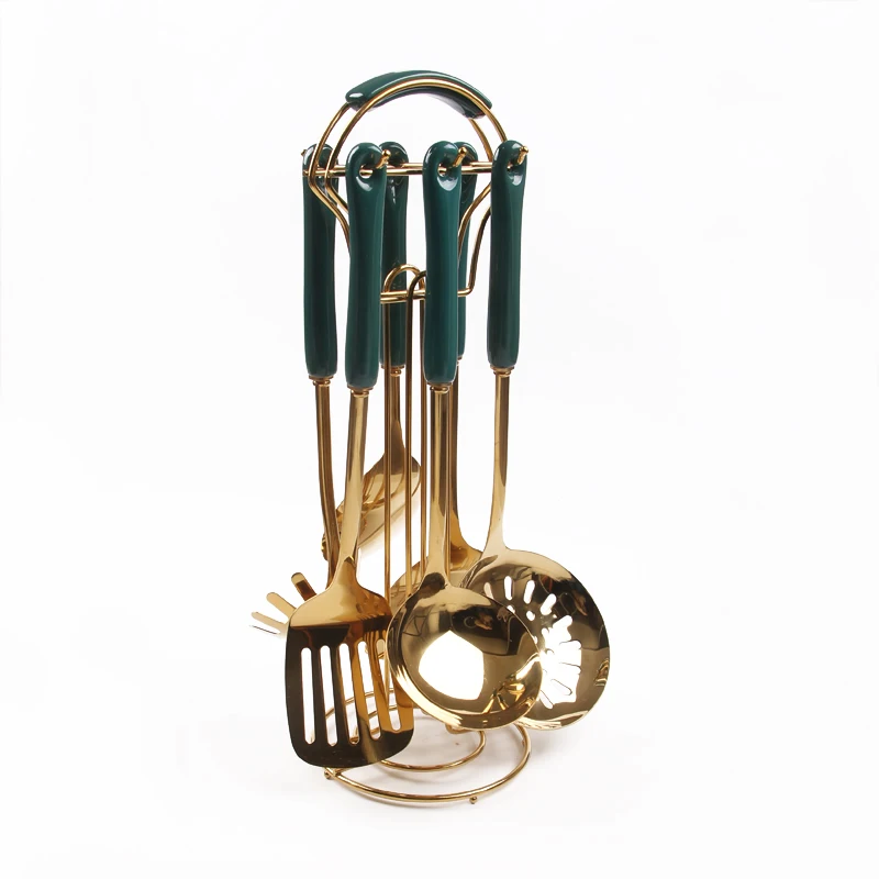

New Kitchen Cooking Custom Stainless Steel Utensils Set With Holder, Gold