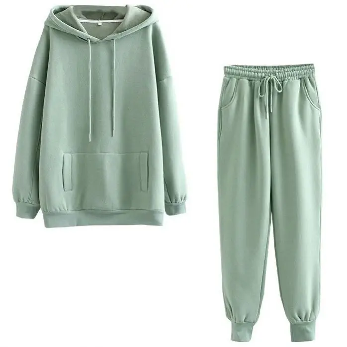 

Autumn winter women sweatsuit set fleece 2 pieces sets sports hoodies sweatshirt and pants track suit