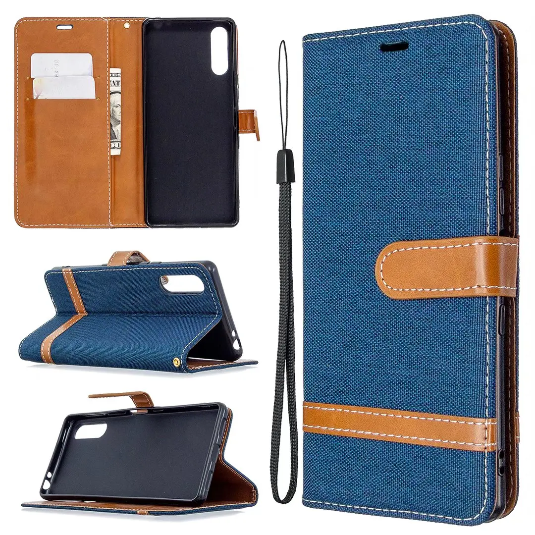 

Cowboy Canvas Skin Leather Case For Sony Xperia 1 10 5 III ACE II L4 L3 Luxury Wallet Book Flip Stand Full Cover Pouch Bag, 9colors
