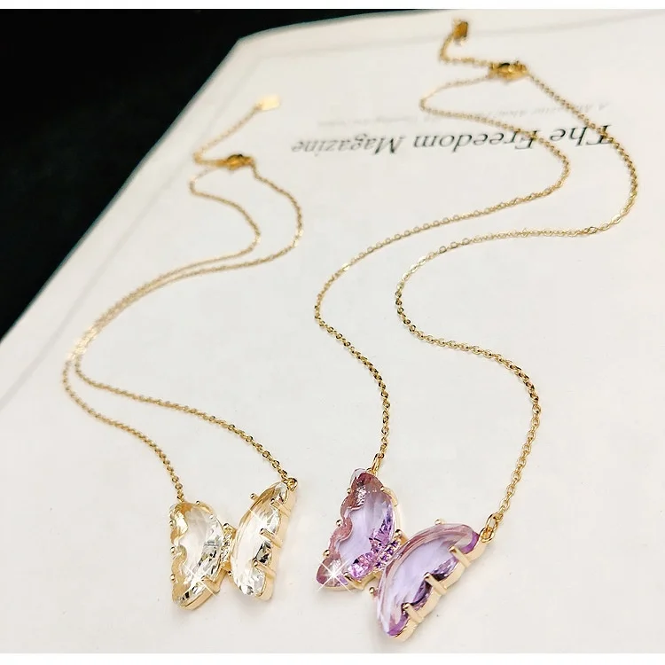 

Fashion jewelry Beautiful butterfly crystal 18K gold plated pendant butterfly necklace girls women accessories, As the picture show