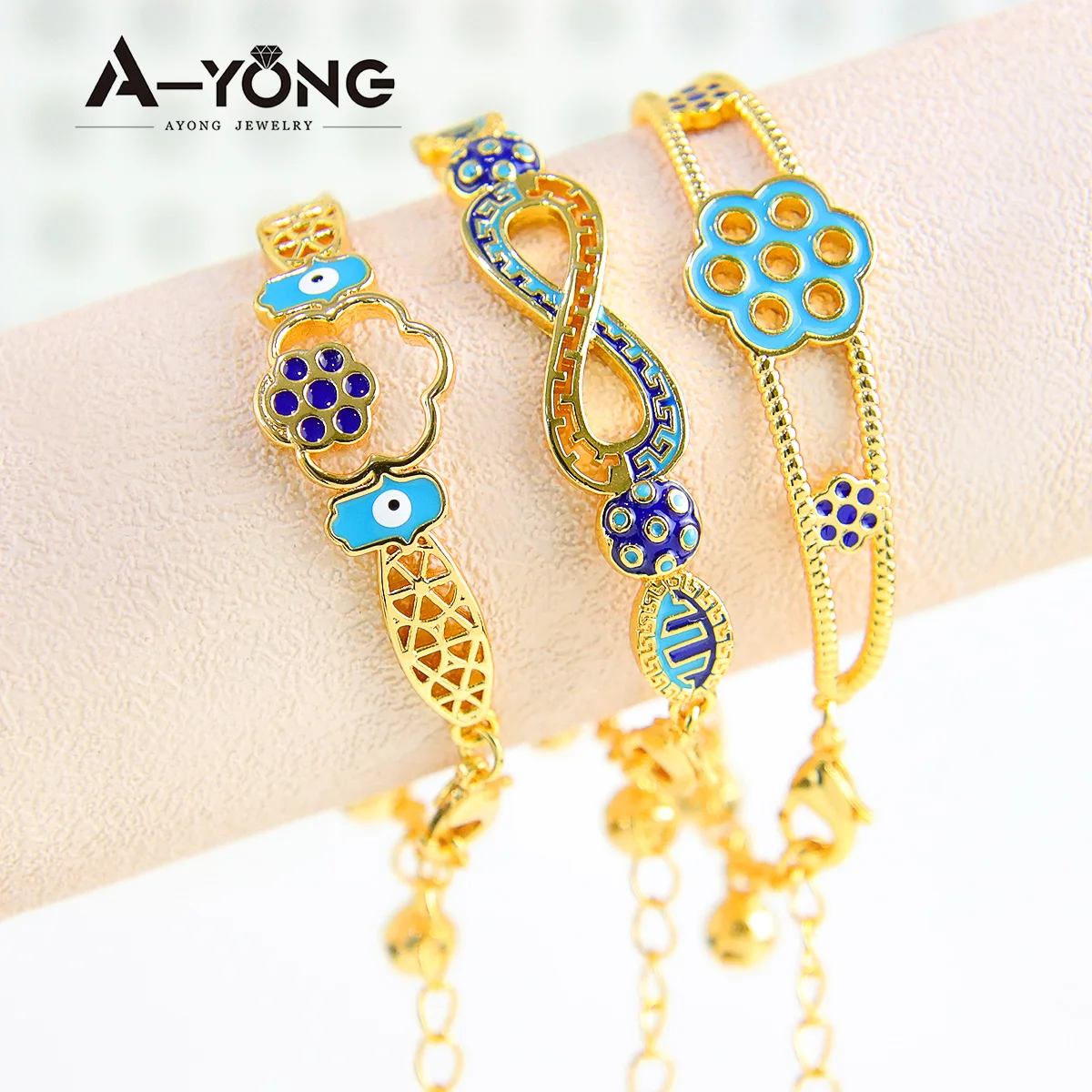 

Fashion Style Ayong Jewelry Evil Eye Charm Bracelet Gold Plated 18k Bracelets for Kids