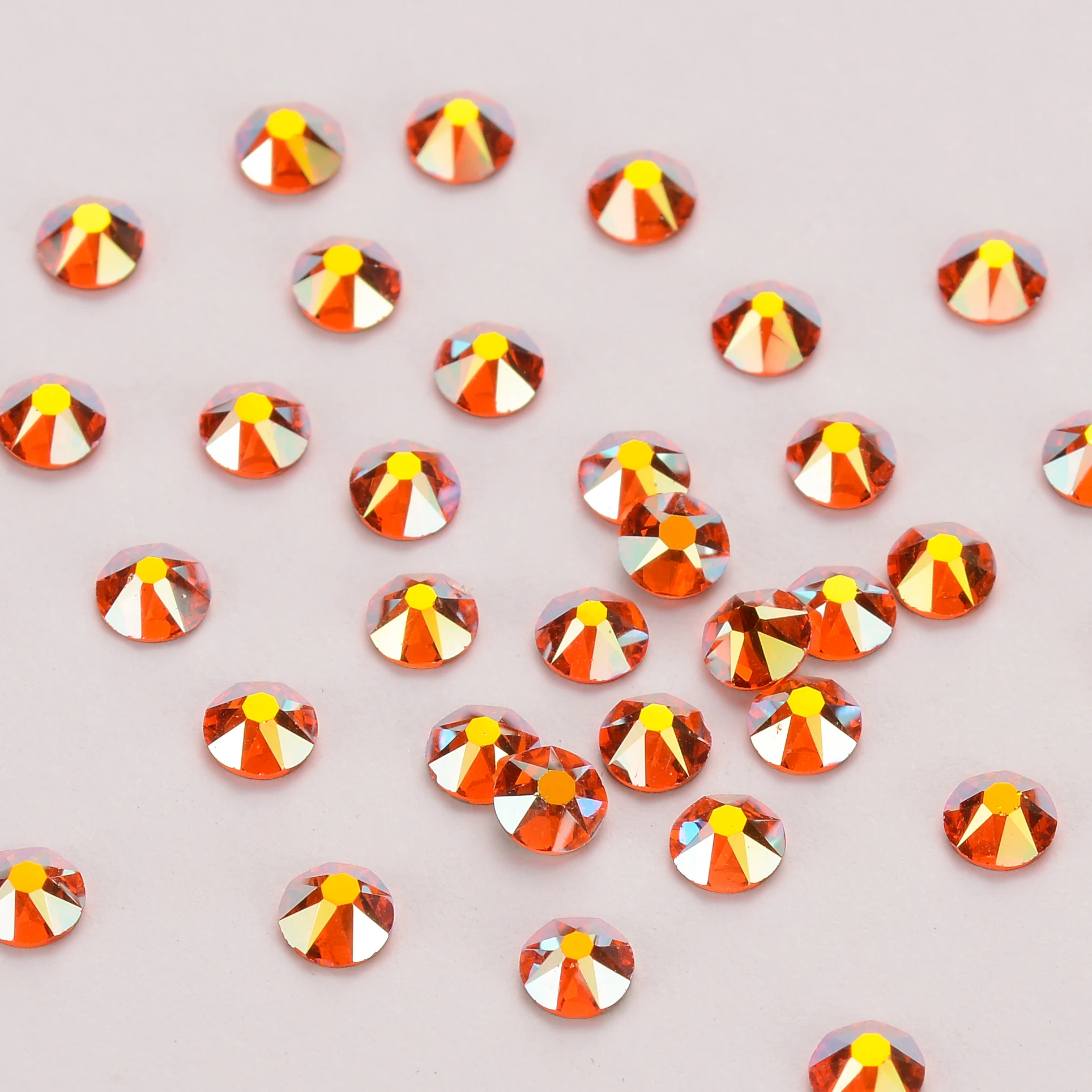 

Wholesale Rhinestone 2088 Gold Base Orange AB Effects Non Hot Fix Flatback Rhinestone for Nail Art Decoration