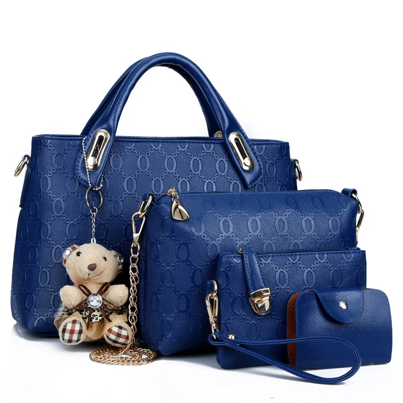 

2021 new fashion purses and handbags casual bear 4 piece female bag shoulder messenger wholesale tote handbags for women ladies