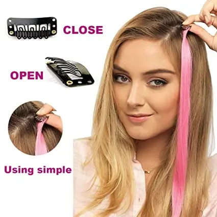 

Cheap Highlight Colorful High Temperature Synthetic Hair Clip In Hair Extensions Piece For Women Girl Kids