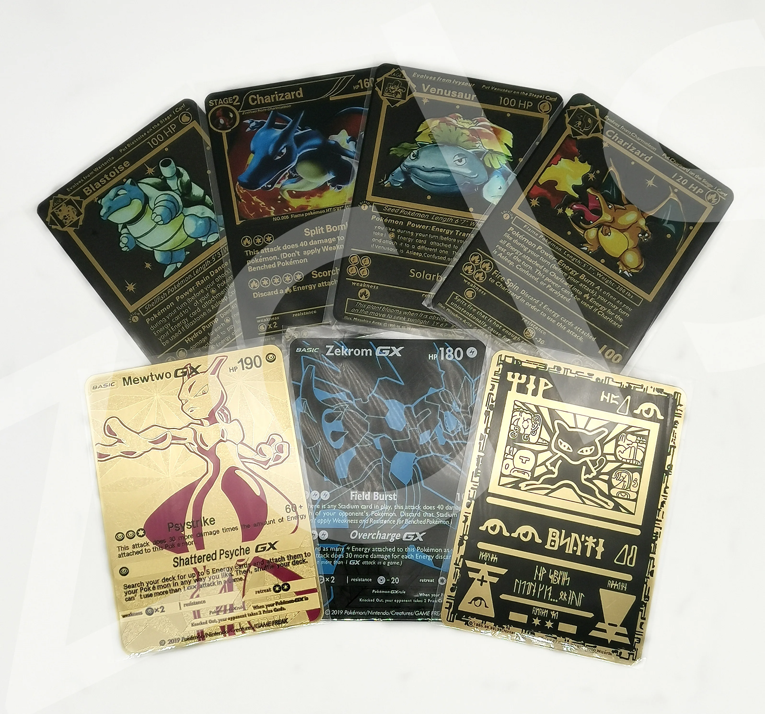 

2022 High Quality Game Printing Rts Charizard Vmax,Blastoise,Venusaur Gold Metal Pokemon Cards 1st Edition New Trading Game Card