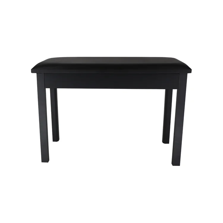 Vintage Design Black Leather Double Piano Bench with Large Capacity Bookcase Durable OEM Piano Stool for Sale