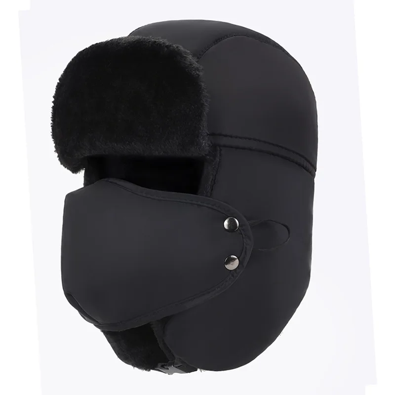

outdoor Men and women Ear flap hat face protector cotton hat waterproof thicken winter hat cap winter