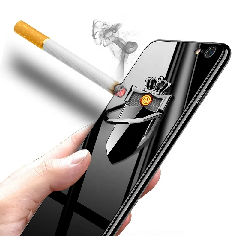 

Multifunctional Shield-shaped Mobile Phone Holder Buckle Charging Electronic Lighter Windproof Creative USB Cigarette Lighter