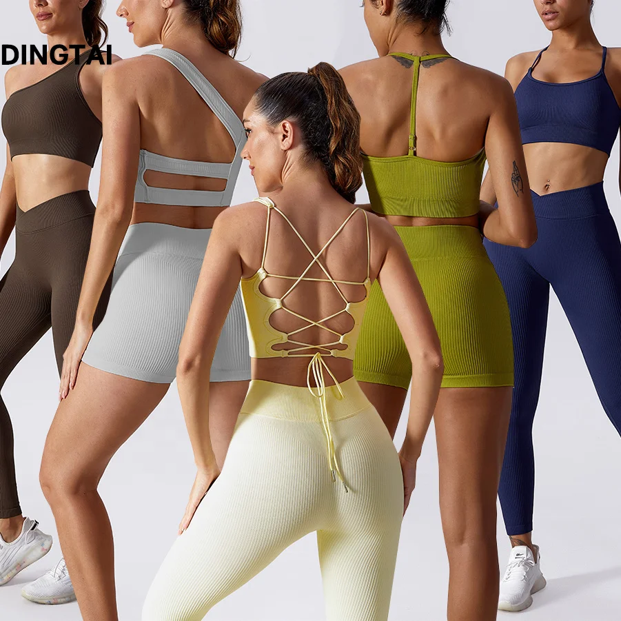 

New Arrivals Best Selling Wholesale 5-piece Seamless Yoga Bra Short Sport Bra Legging Suit Fitness Tights Gym Set