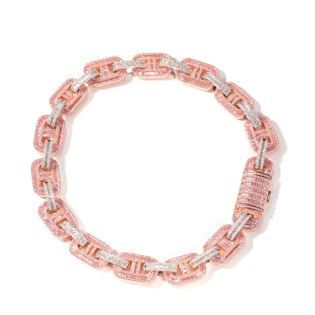 

2021 CZ Iced Out Hip Hop Jewelry Necklace High Quality Gold Plated Cubic Zirconia Crystal Punk Link Chain Necklace Women Men