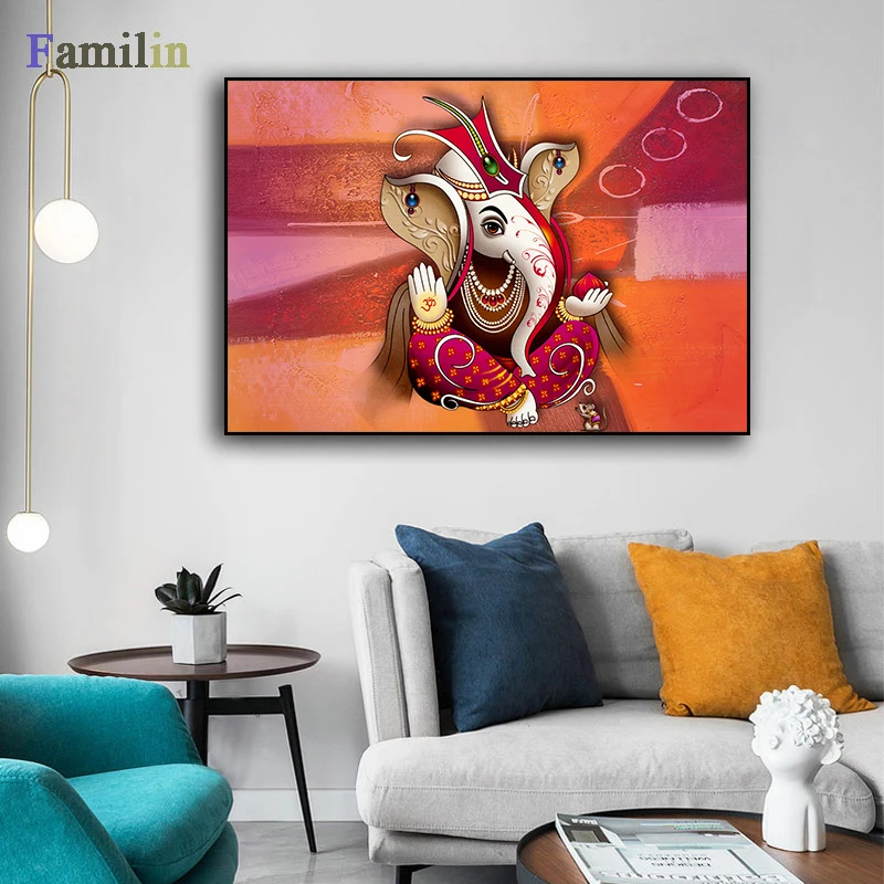 

Indian God Home Decor Ganesha Wall Decor Buddhism Decorations for Home Bedroom Canvas Painting for Indian Buddhism Canvas