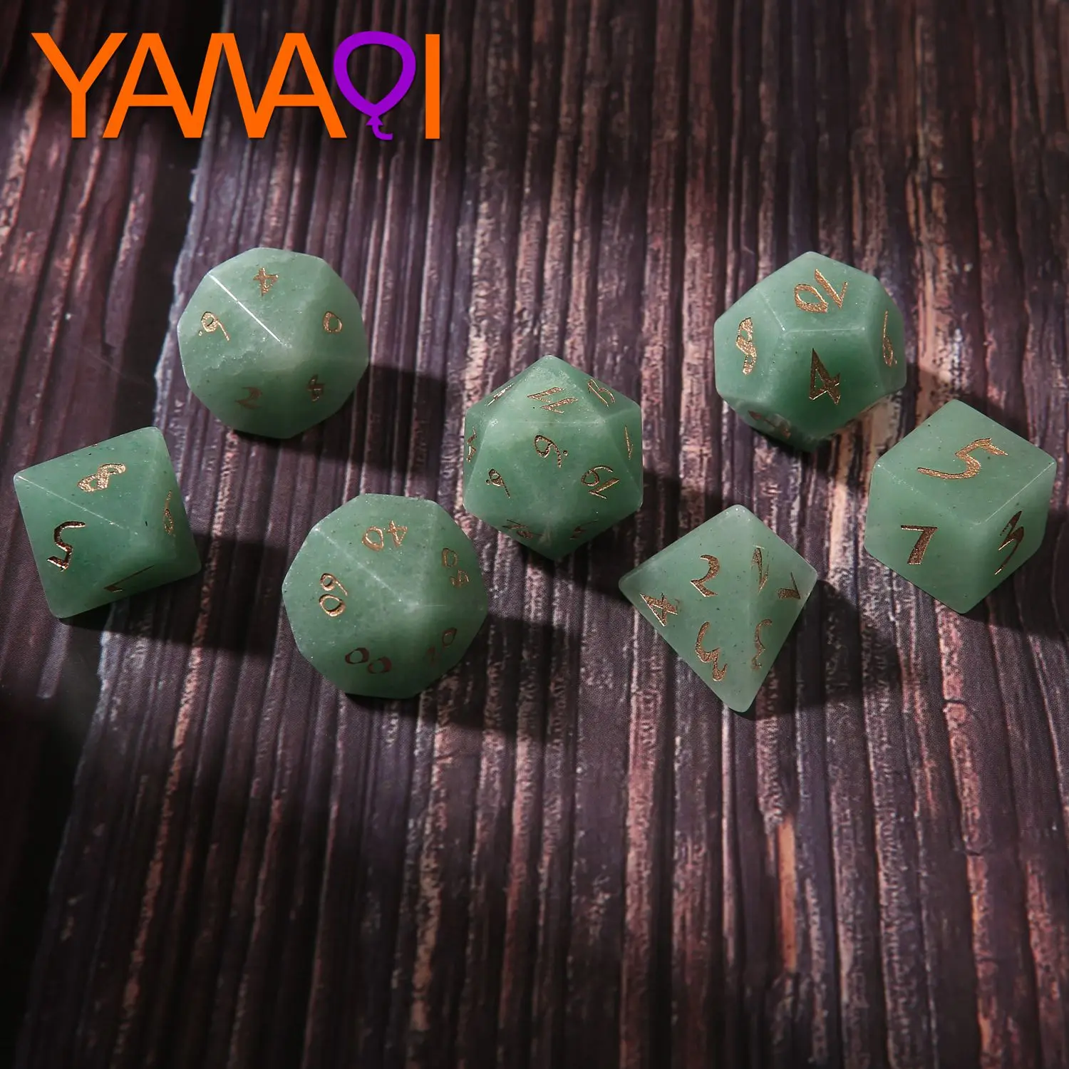 

Game dice sets dnd polyhedral custom stone dice rpg Green Aventurine D4 D6 D8 D10 D00 D12 D20 7pcs sets Z06
