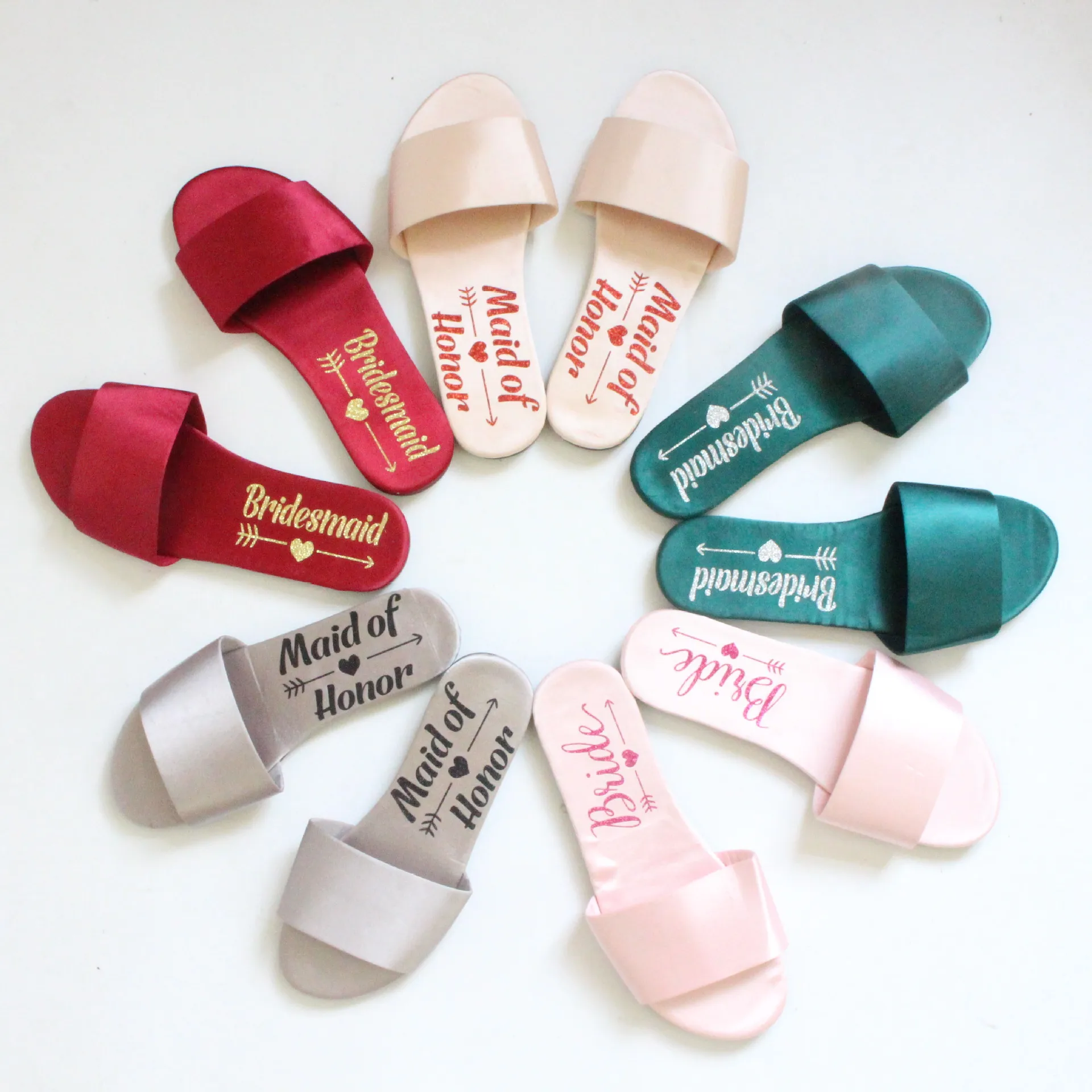 

Wedding Day Bridesmaids Bridal Slumber Party Satin Bedroom Home Slippers