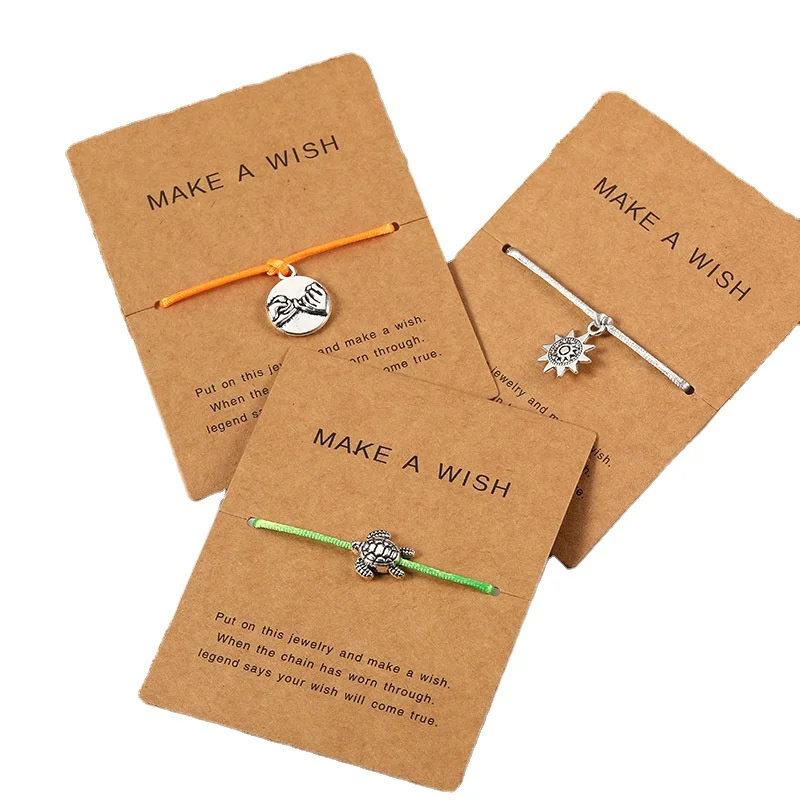 

Custom Logo Friendship Gifts Bracelets Stamping Foil With Best Wishes Handmade Bracelet Women