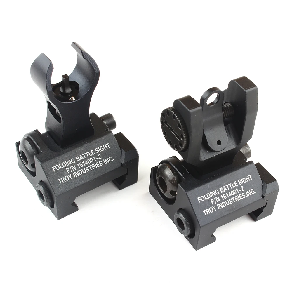 

Tactical Troy HK Style Front Rear Sight Folding Battle Black Iron Sights Set for Airsoft AR-15 M16 Rail Sights