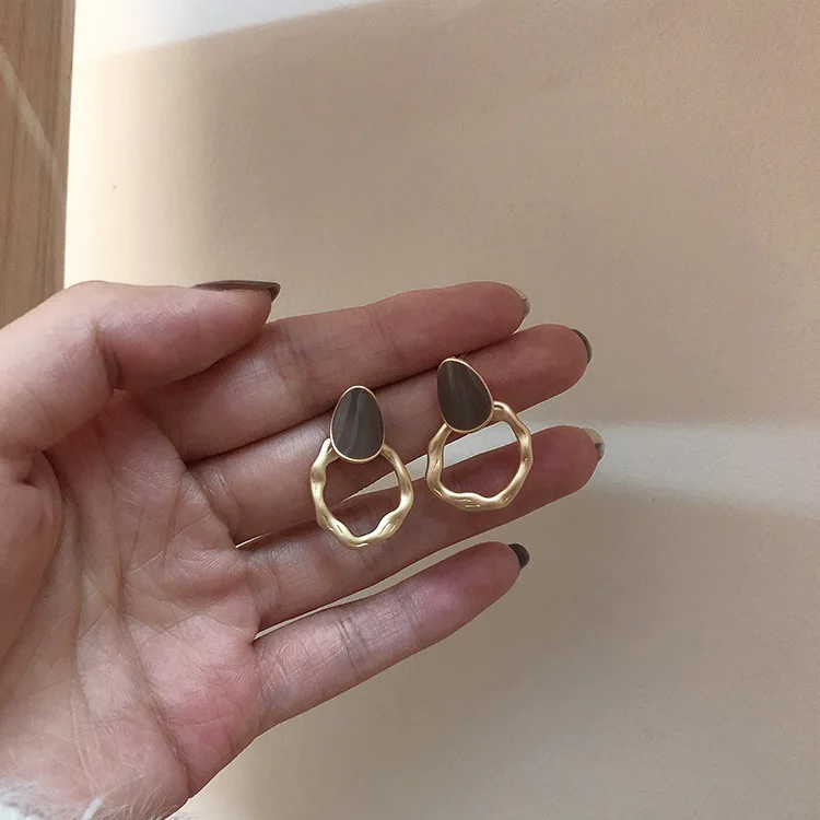 

Vershal Fashion Korean Matte 18K Gold Plated Earrings Minimalist Hoop Stud Earrings Jewelry
