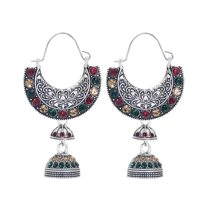 

Bohemian Vintage Bells Long Jhumka Earrings For Women Wedding Party Jewelry Indian Big Gold Silver