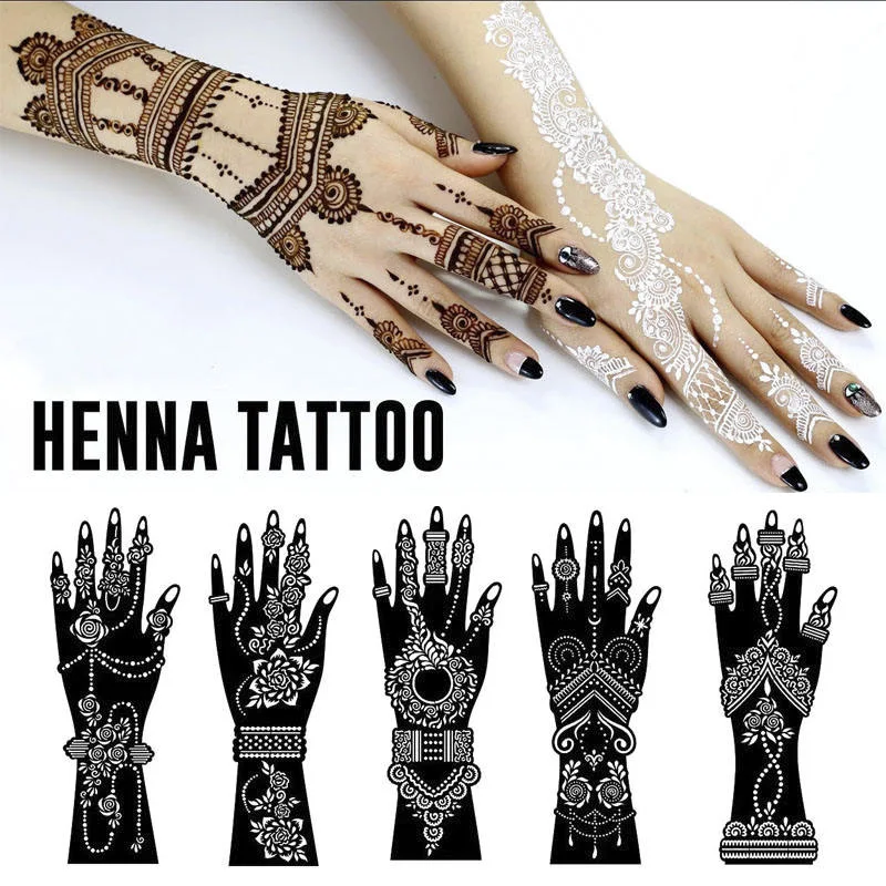 

Sexy Full Body Colorful Temporary Hand Henna Tattoo Stickers Tatouage Marron Designs Henna Tattoo Stencils