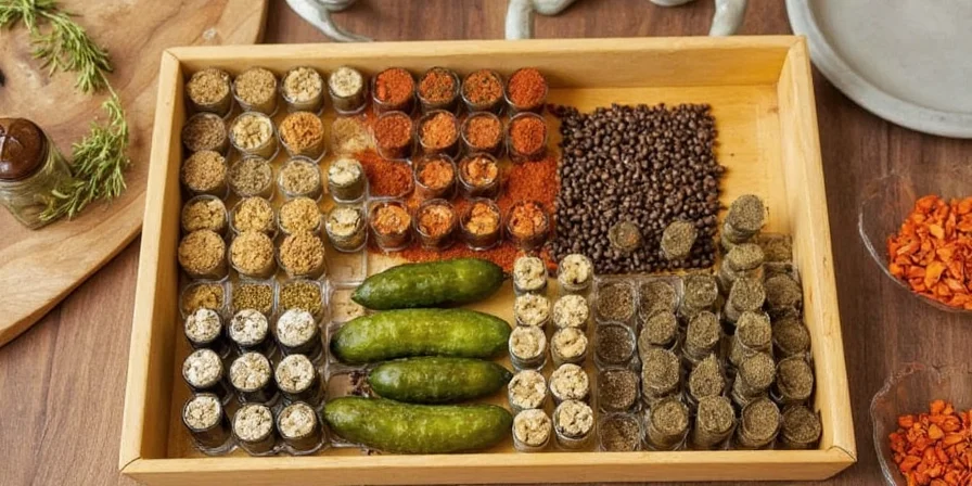 Pickling jars filled with colorful vegetables and spices