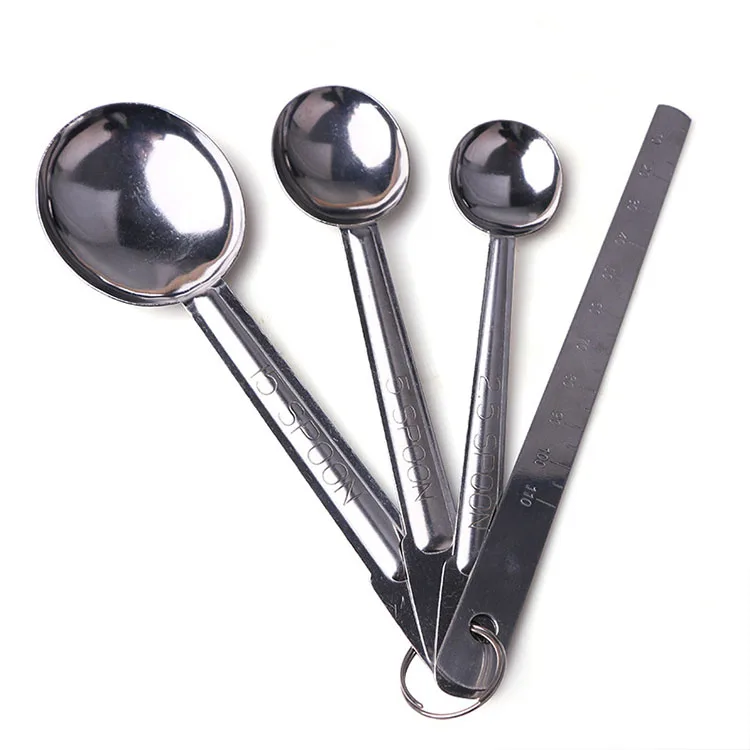 

Hot Sale New Product 4pcs Stainless Steel Measuring Spoon Scoop Cup Cutlery Set Suit Cooking Tool