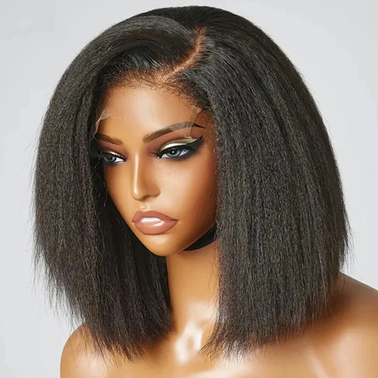 Wholesale Yaki Bob Lace Front Human Hair WigTransparent Glueless Full HD Lace Bob WigCheap 13*4 Lace Frontal Short Bob Wig
