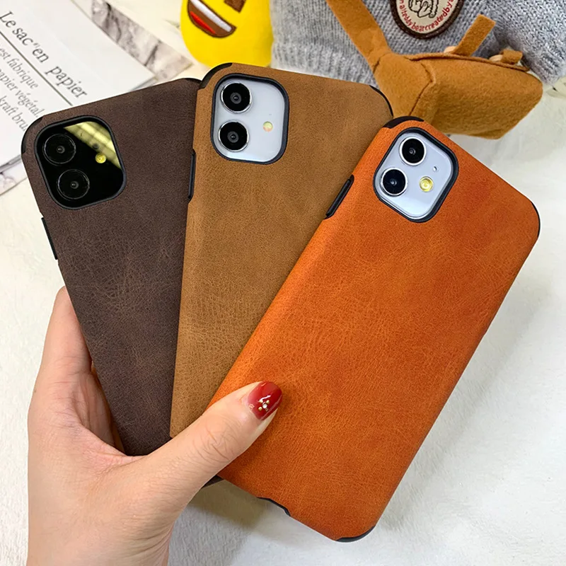 

Retro Skin Feel Crazy Horse Pattern Soft TPU Case For Apple Iphone 12 Anti-drop Protective Leather Case For Iphone 12, 9 colors