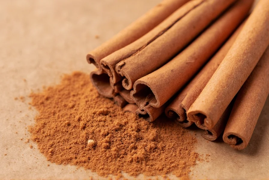 Comparison of Ceylon and Cassia cinnamon sticks showing physical differences