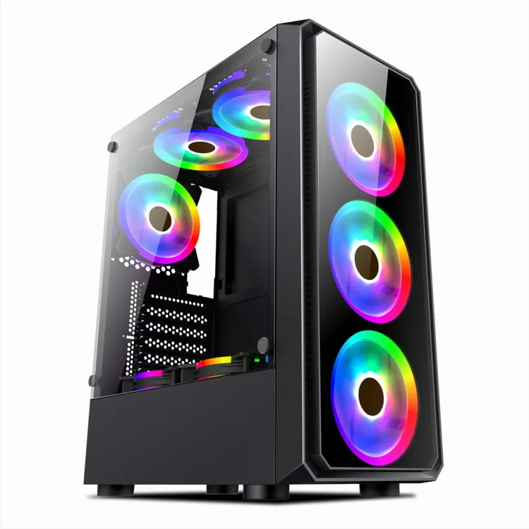 

Gaming Case ATX Case Glass Panel 3.0USB Side Panel Transparent Desktop Can Use 4PCS RGB Fans