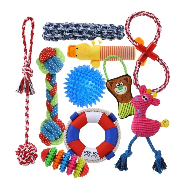 

Fashion 10 Pack Dog Toy Play Sets For Pet 2020 Various LOW MOQ Cheap Rope Dog Chew Toy, Any color is okay as per pantone.