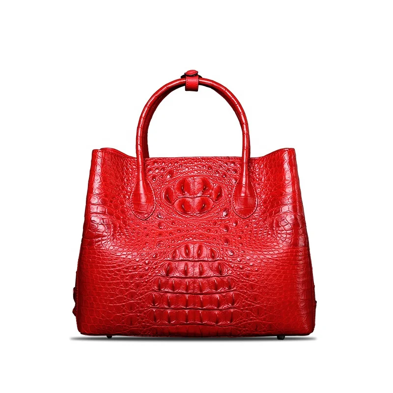 

Multifunctional red lady office handbag big handbag large with crocodile leather for ladies