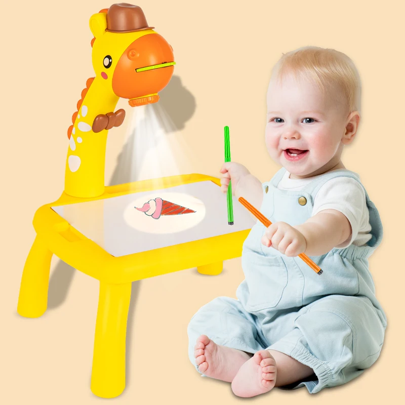 

2021 Amazon Intelligent Projection Painting Machine for Kids Drawing Toys Board Children's Drawing Projector Table Toy CPC