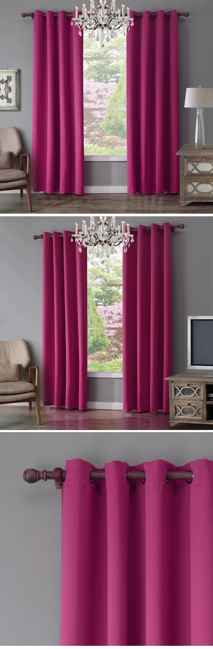 Window Ready Made Curtain 100% Polyester Curtains For The Living Room Blackout Cortinas wholesale Cheap Price