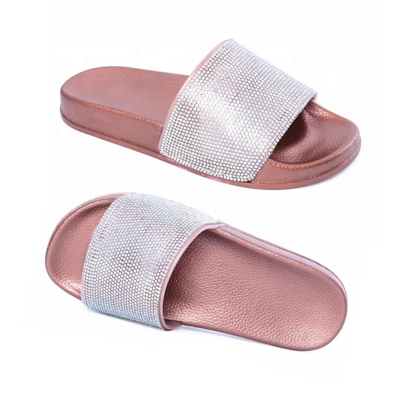 

Factory Direct Sale Diamond Flat Sandals Jelly Slipper Rhinestone Sandals Bling PVC Women Sandals, Black