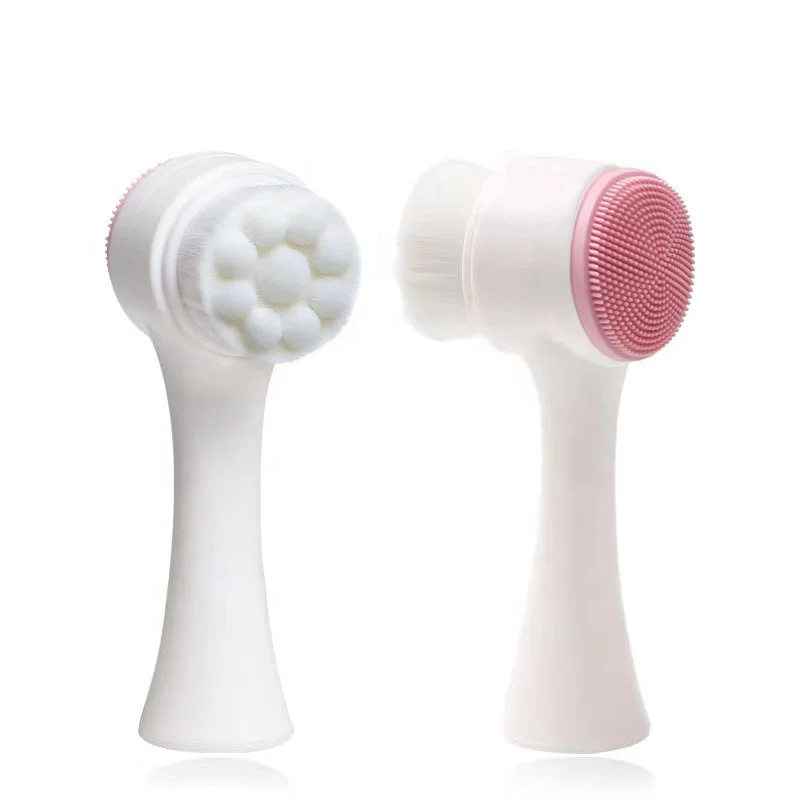 

Wholesale Facial Cleansing Brush Deep Cleaning 3D Portable Double Side Silicone Face Brush, Pink, blue, purple, red