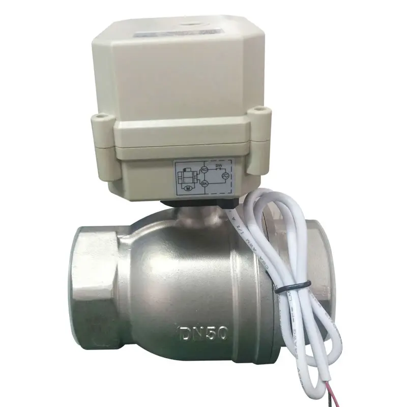 Motorised Valve DN50 CR202 DC24v 12v Stainless Steel Motorized Ball Valve Normally Closed