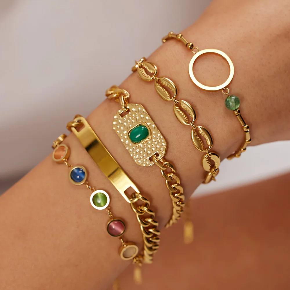 

Luxury Fashion Bracelet Women's Jewelry Waterproof Stainless Steel Bracelet Hip Hop 18K Gold Plated Cuban Chain Charm Bracelet