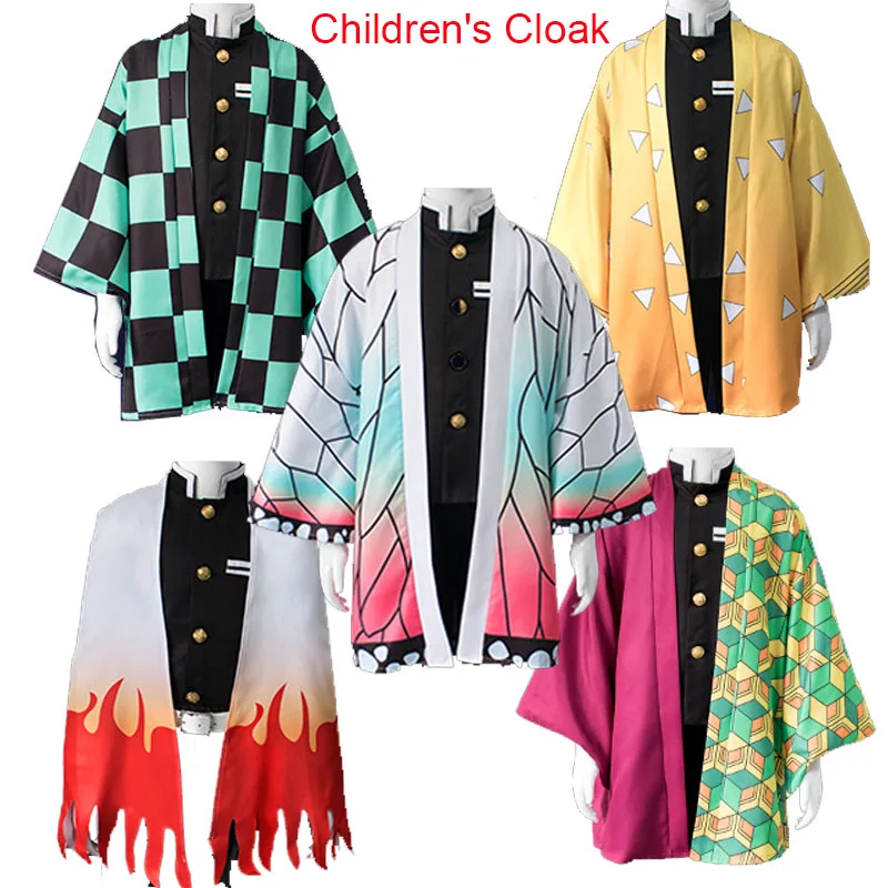 

Demon Slayer Kimetsu no Yaiba Kids Cosplay Costume Kamado Tanjirou Children's Coat Japanese Kimono Cloak Kochou Shinobu, Shown