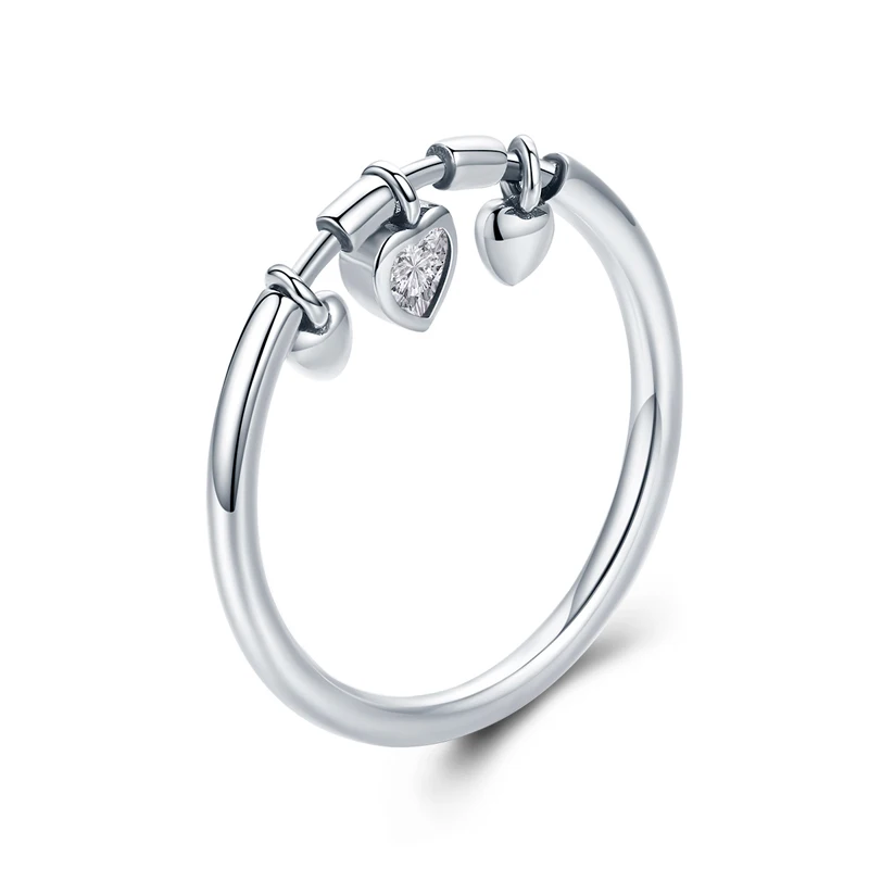 

2021 Fashion High Quality Heart Shape Pendant Design Zircon Sterling Silver 925 Ring For Woman Silver Jewelry