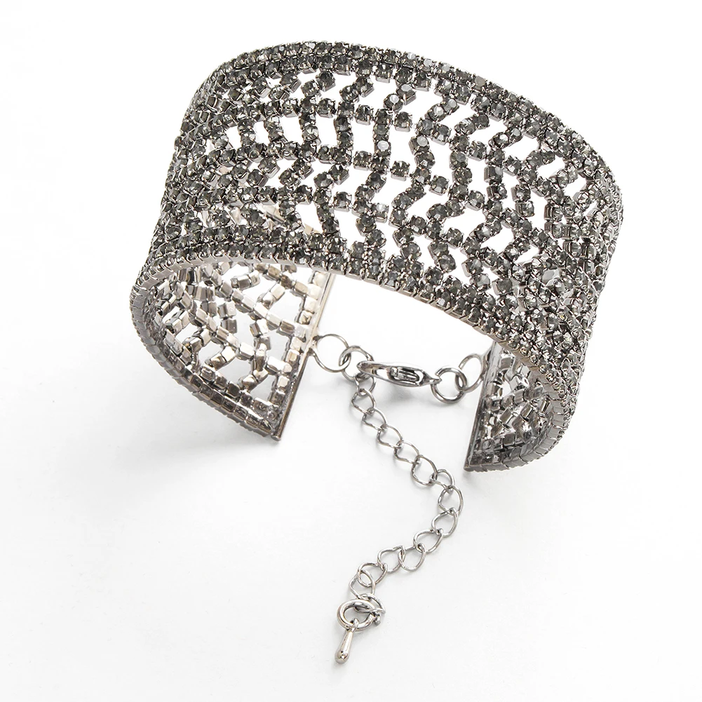 

Creative Metal Big Bracelet Diamond-Encrusted Adjustable Open Bracelet 2021 Charms for Jewelry Making Bracelet, Silver,gold,rose gold