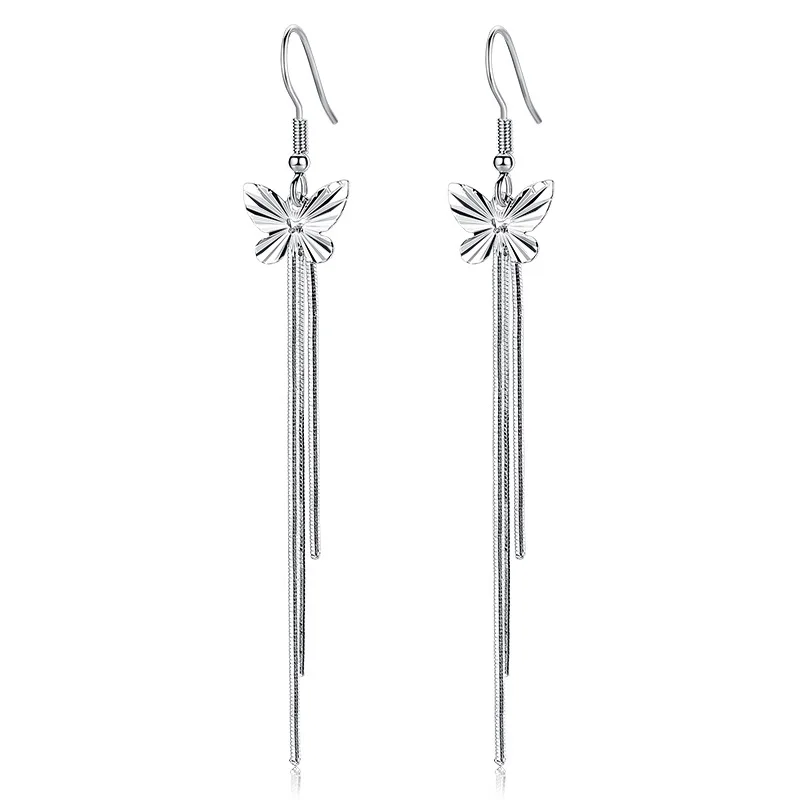 

Elegant silver-plated earrings mid-length fashion butterfly ear rings wholesale