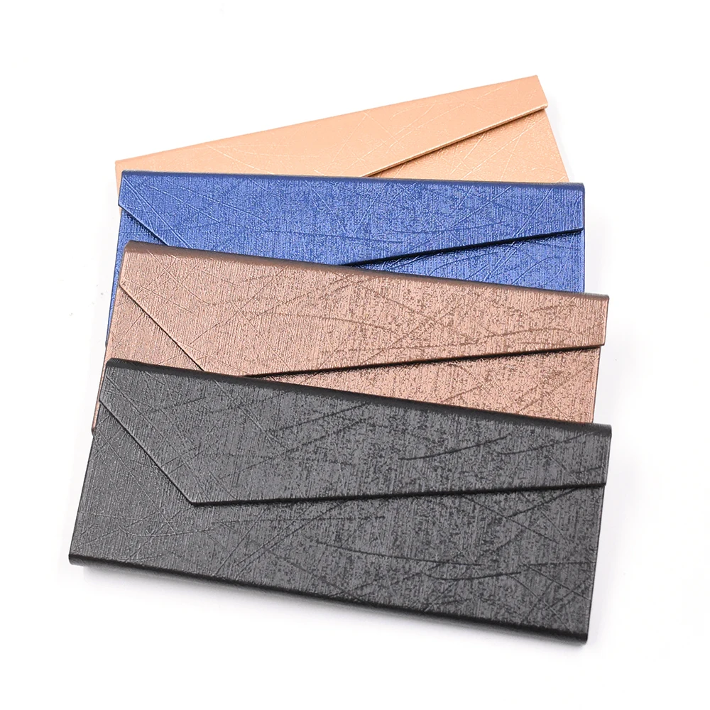 

wholesale OEM high quality portable luxury triangle Custom logo leather folding sunglasses glasses case packaging Box, Solid colour