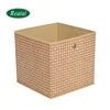 Reatai hot sale 28x28x28cm foldable ottoman storage box with One Metal Ring for home life