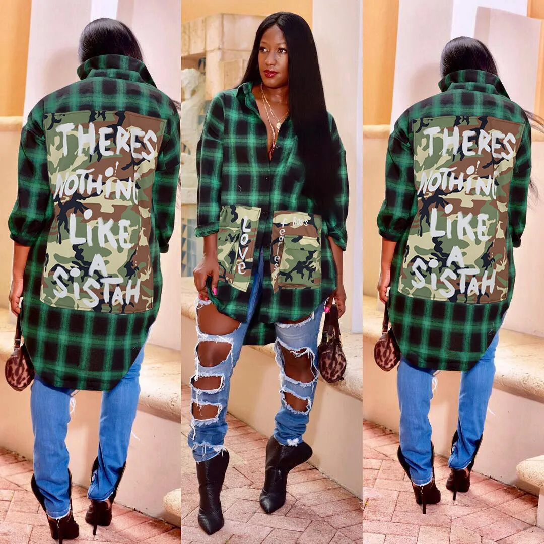 

2021 Autumn/winter Casual Women's blouses short front and long back plaid blouses and tops, Picture color