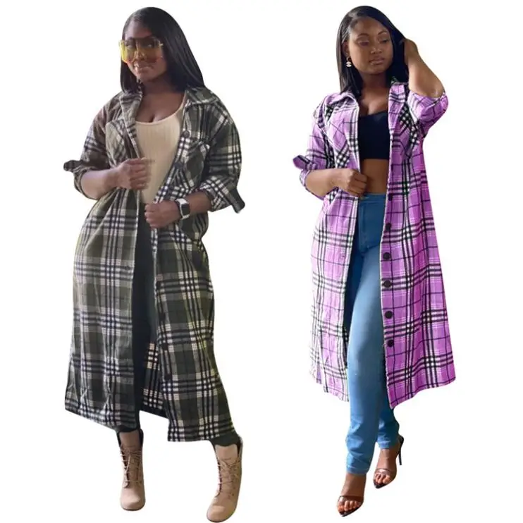 

2020 Winter Womens Clothing Casual Color Shirt Plaid Plus Size Jackets Women