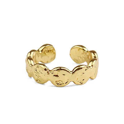 

Popular European Irregular Geometric Opening Rings Adjustable 18K Gold Plated Textured Rings For Wholesale