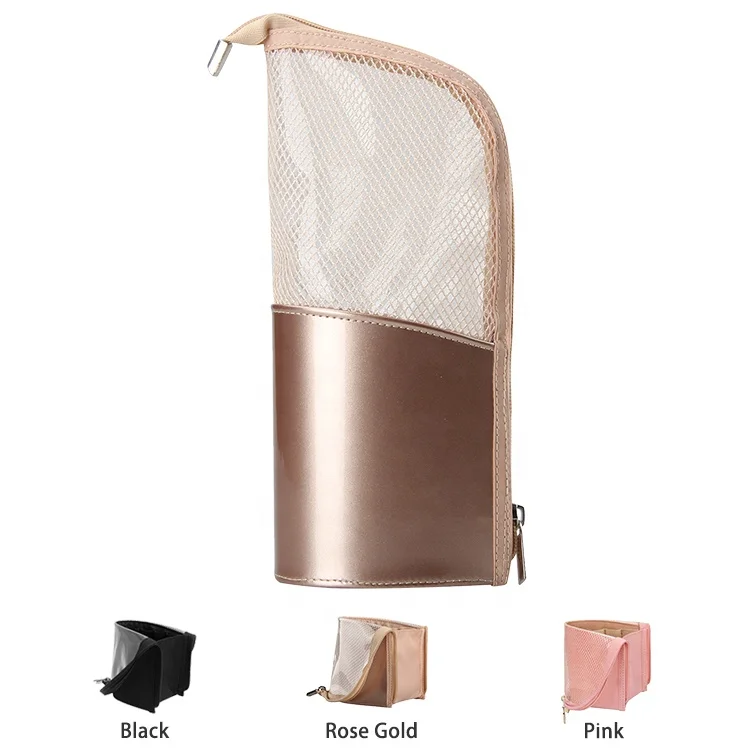 

Relavel Dual Function Rose Gold Small Waterproof Stand Up Organizer Divider Makeup Brush Holder For Travel