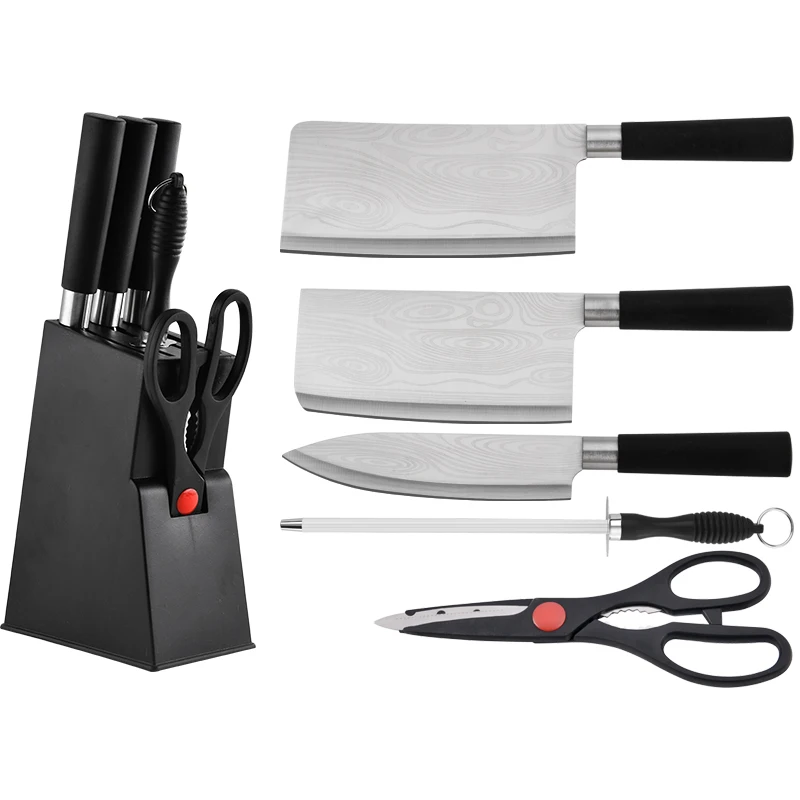 

Wholesales manufacturers OEM premium 6 piece chef cleaver knife set with sharpener, Customerized product