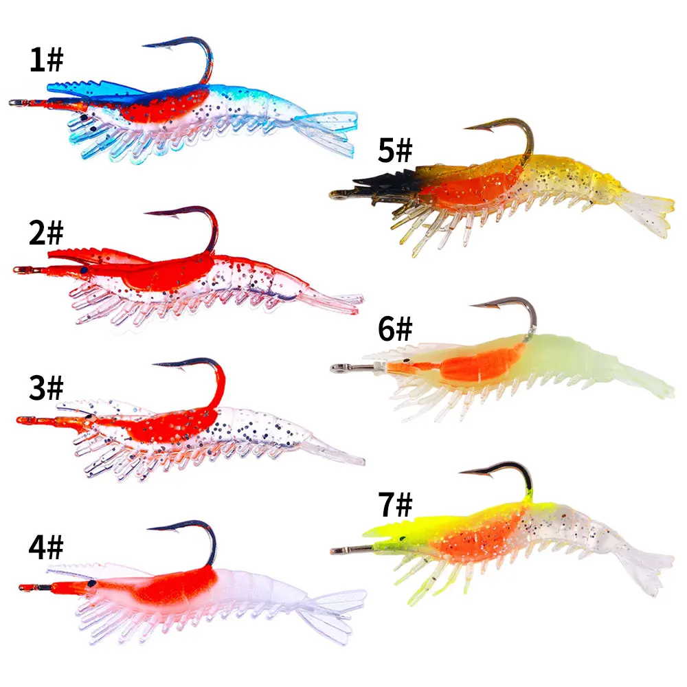 6cm/3g Bass Fishing Soft Plastic Fishing Lures Shrimp Bait Lure  Hook Fishing Shrimp Lure