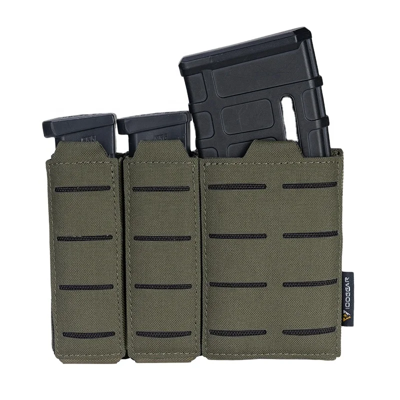 

IDOGEAR Laser Cutting Triple Mag Pouch Tactical Pouch Open Top MOLLE Magazine Pouch for 5.56mm 9mm Mags